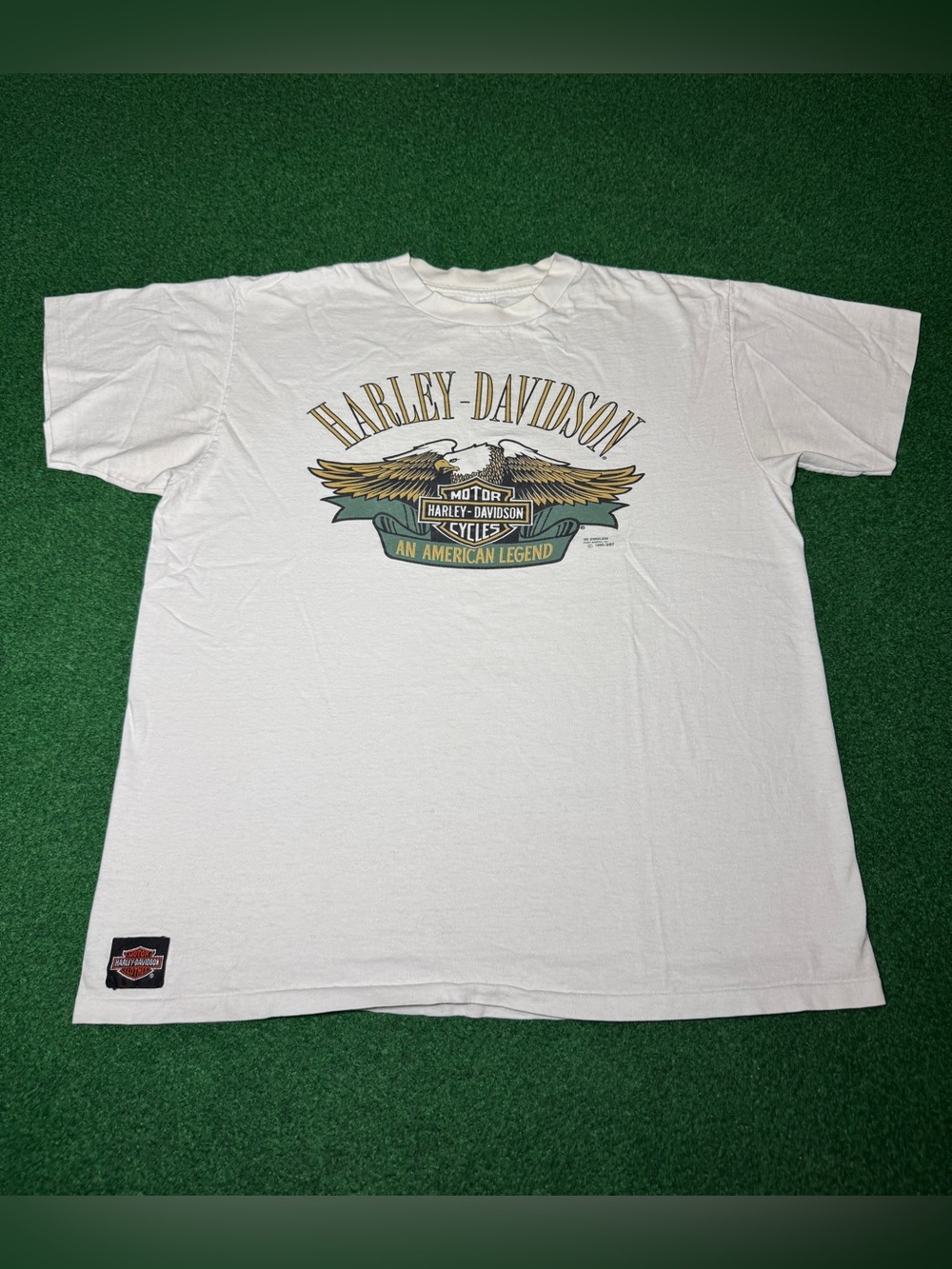 Harley Davidson 3D Emblem T Shirt Vintage 90s White XL Eagle Logo Graphic Shirt